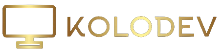 Logotyp firmy Kolodev w złotej kolorystyce